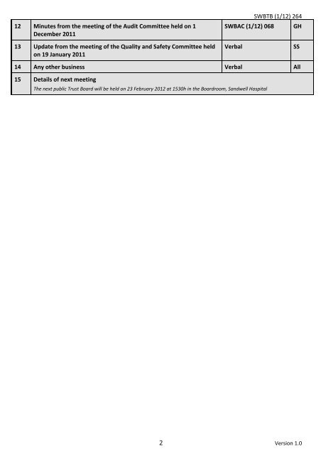 January 2012 - Sandwell & West Birmingham Hospitals