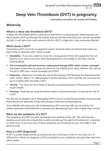 Deep Vein Thrombosis (DVT) in pregnancy - Sandwell & West ...