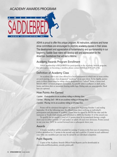 Spring/Summer 2012 - American Saddlebred Horse Association