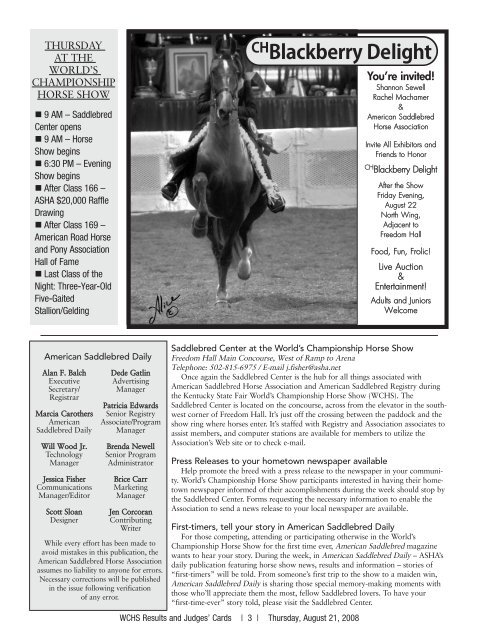 Thursday - American Saddlebred Horse Association