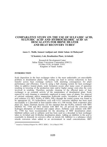 comparative study on the use of sulfamic acid, sulfuric acid and ...