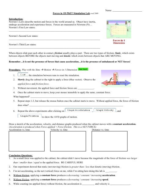 Forces And Motion Phet Simulation Lab Answer Key : Solved: Open Up The University Of Colorado, PhET 