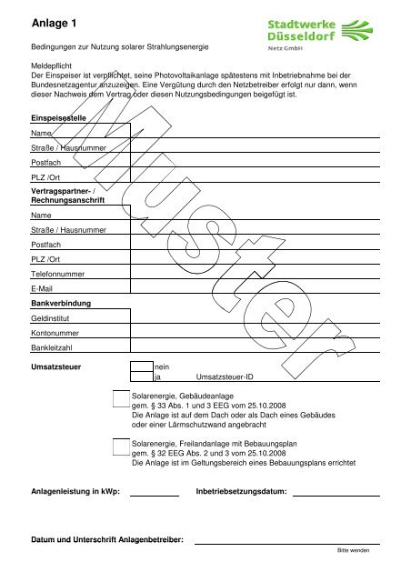 EEG-Einspeisevertrag (Muster) - Anlage 1