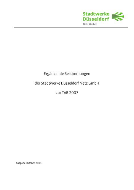 ErgÃ¤nzende Bestimmungen der SWD Netz GmbH zur TAB 2007