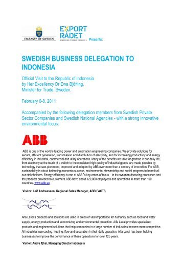 swedish business delegation to indonesia - Sweden Abroad