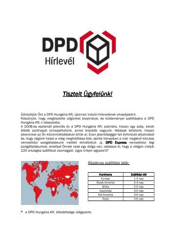 DPD Hírlevél Beveztő