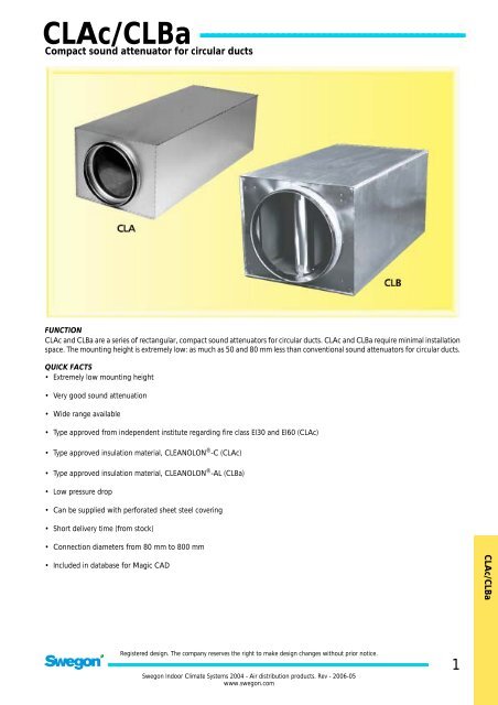 CLAc/CLBa - Swegon