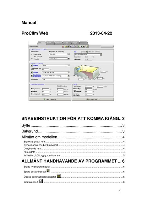 Manual ProClim Web 2013-04-22 SNABBINSTRUKTION ... - Swegon
