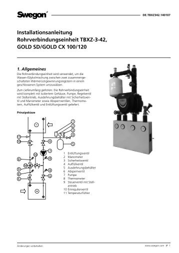 Installationsanleitung Rohrverbindungseinheit TBXZ-3-42 ... - Swegon