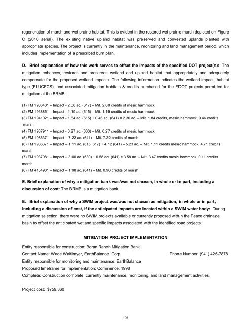 2012 FDOT Mitigation Plan - Southwest Florida Water Management ...