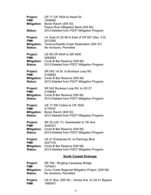 2012 FDOT Mitigation Plan - Southwest Florida Water Management ...