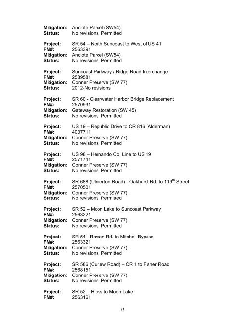 2012 FDOT Mitigation Plan - Southwest Florida Water Management ...