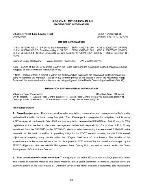 2012 FDOT Mitigation Plan - Southwest Florida Water Management ...