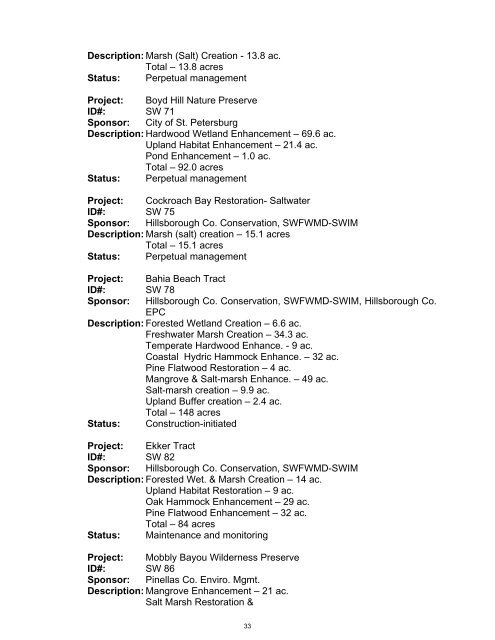 2012 FDOT Mitigation Plan - Southwest Florida Water Management ...