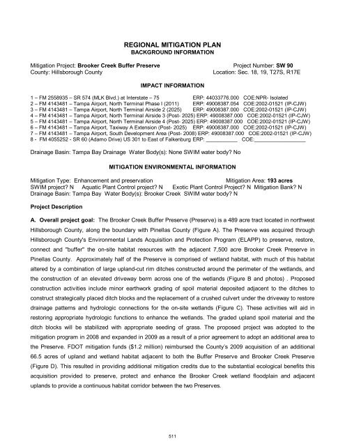 2012 FDOT Mitigation Plan - Southwest Florida Water Management ...