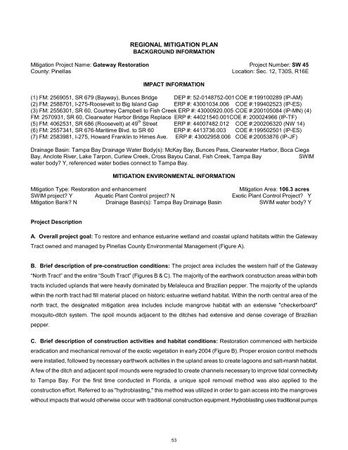 2012 FDOT Mitigation Plan - Southwest Florida Water Management ...