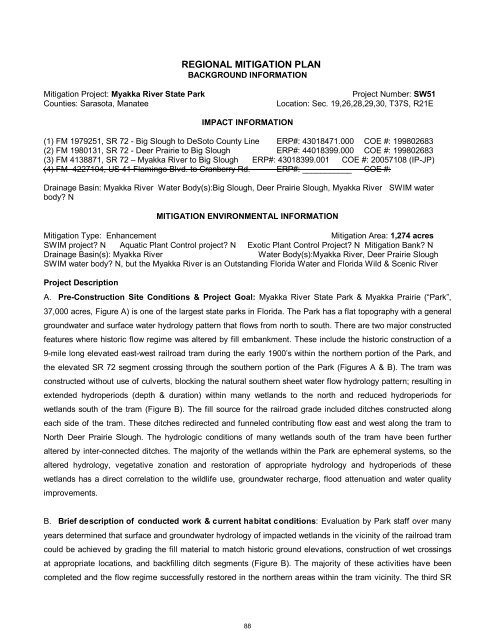 2012 FDOT Mitigation Plan - Southwest Florida Water Management ...