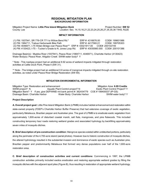 2012 FDOT Mitigation Plan - Southwest Florida Water Management ...