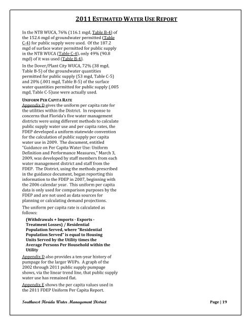 2011 Estimated Water Use - Southwest Florida Water Management ...