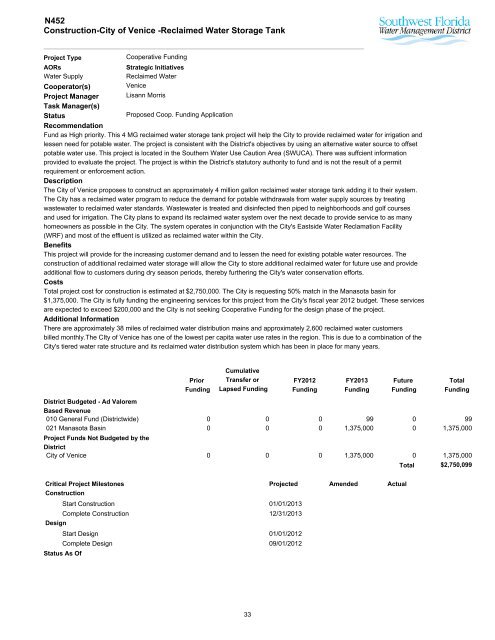 Southern Region - Southwest Florida Water Management District