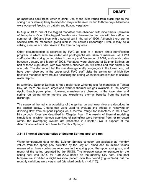 The Determination of Minimum Flows for Sulphur Springs, Tampa