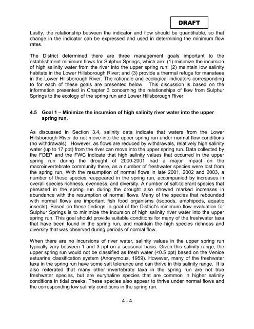 The Determination of Minimum Flows for Sulphur Springs, Tampa