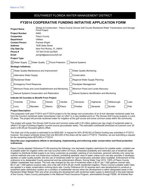 Tampa Bay Region - Southwest Florida Water Management District