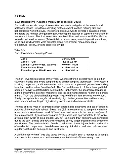 Weeki Wachee River System Recommended Minimum Flows and ...