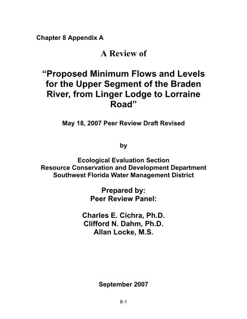 Chapter 1 Minimum Flows and Levels - Southwest Florida Water ...