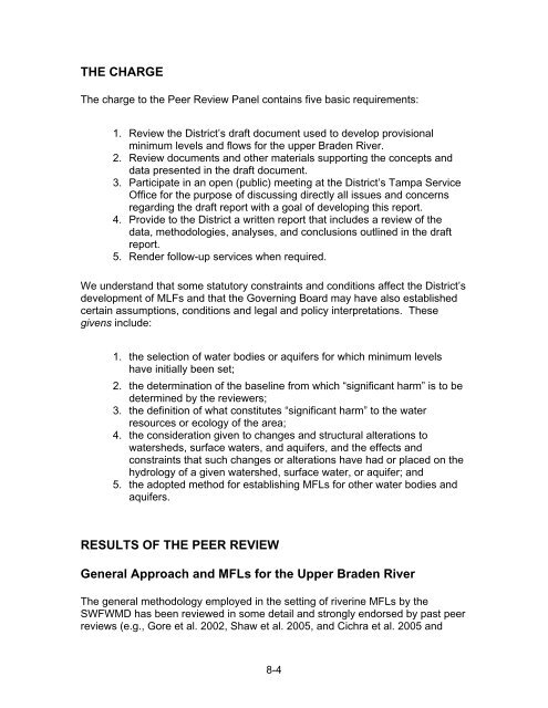 Chapter 1 Minimum Flows and Levels - Southwest Florida Water ...