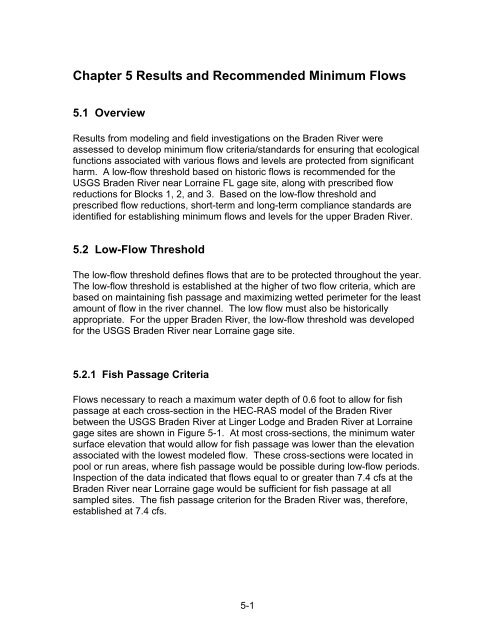 Chapter 1 Minimum Flows and Levels - Southwest Florida Water ...