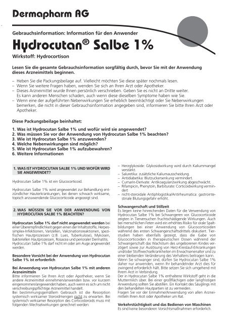 Hydrocutan Salbe 1% - Dermapharm AG