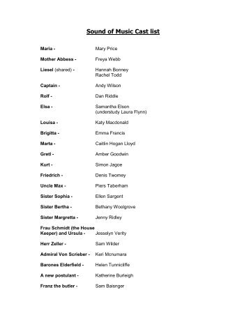 Sound of Music Cast list