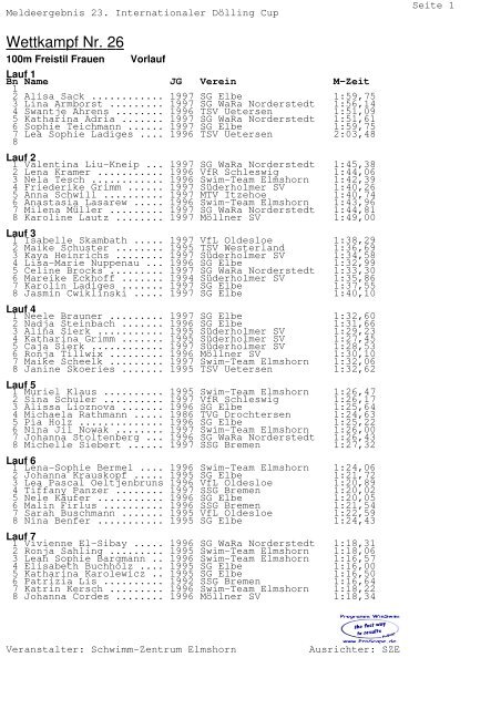 Wettkampf Nr. 26 - Swim-Team Elmshorn