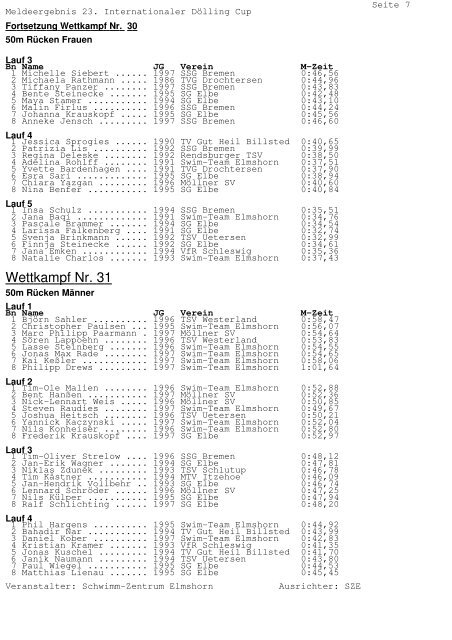 Wettkampf Nr. 26 - Swim-Team Elmshorn