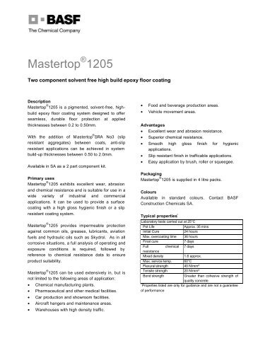 Mastertop 1205 Datasheet - AutoSpec