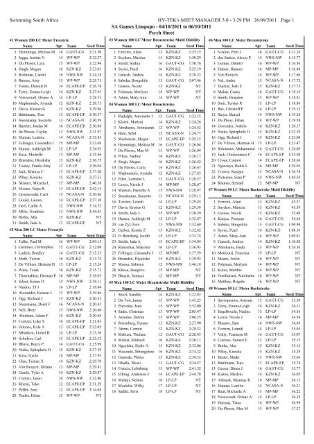 3:29 PM 26/09/2011 Page 1 SA Games Limpopo - 04/10/2011 to 06 ...