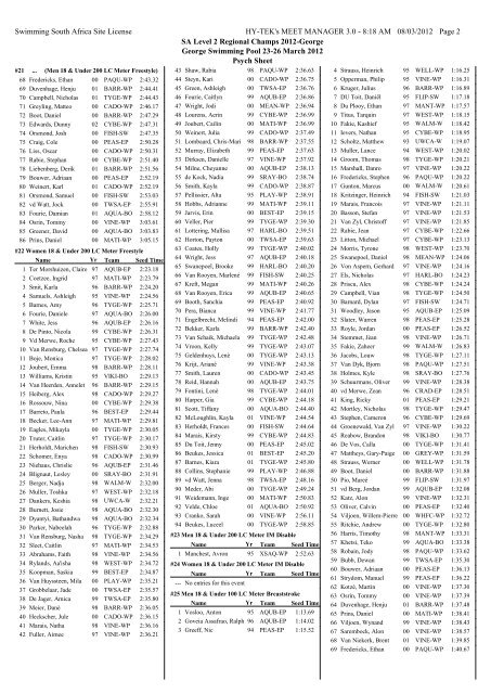 8:18 AM 08/03/2012 Page 1 SA Level 2 Regional Champs 2012 ...