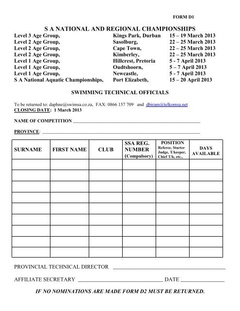 Technical Officials Apllication Form