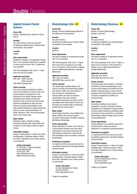 2001 Swinburne Undergraduate and TAFE Course Guide