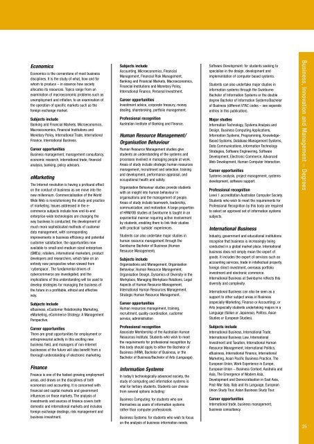 2001 Swinburne Undergraduate and TAFE Course Guide