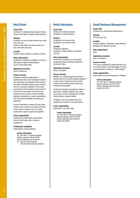 2001 Swinburne Undergraduate and TAFE Course Guide