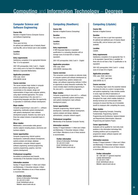 2001 Swinburne Undergraduate and TAFE Course Guide