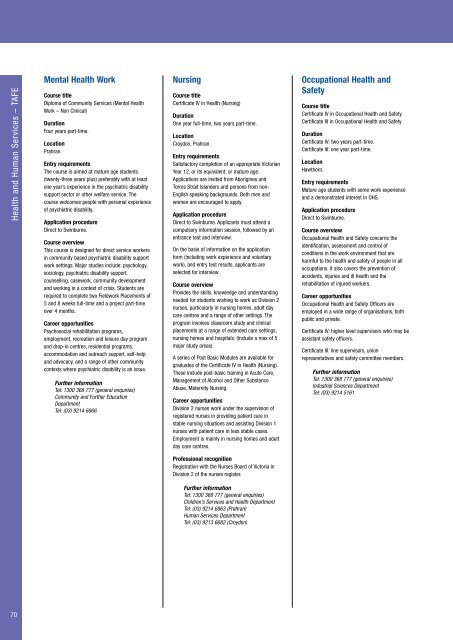 2001 Swinburne Undergraduate and TAFE Course Guide