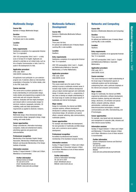 2001 Swinburne Undergraduate and TAFE Course Guide