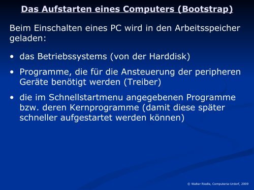 HW- und SW-Komponenten eines PC - Computeria Urdorf