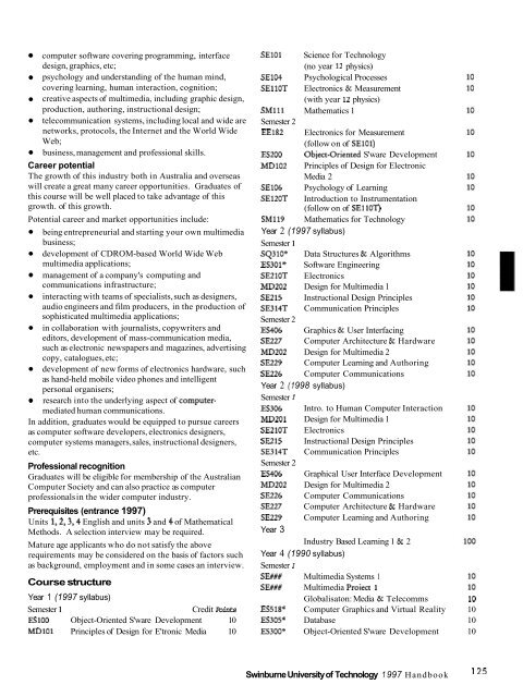 1997 Swinburne Higher Education Handbook