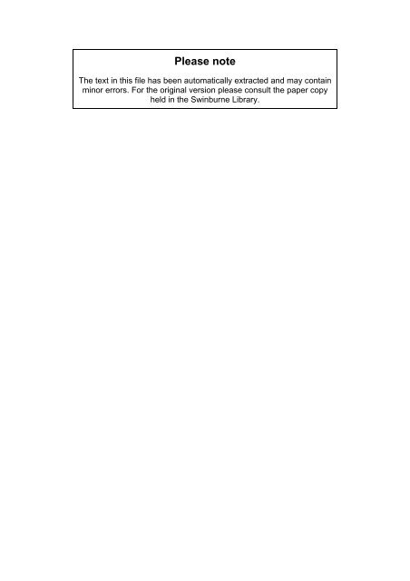 Please note - Swinburne University of Technology