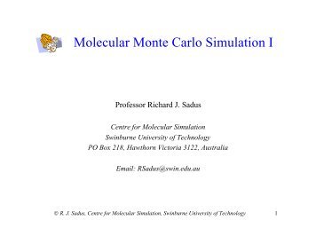 Monte Carlo Simulation I - Swinburne University of Technology