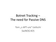 Tom Ueltschi, Botnet tracking - The need for Passive DNS - SwiNOG